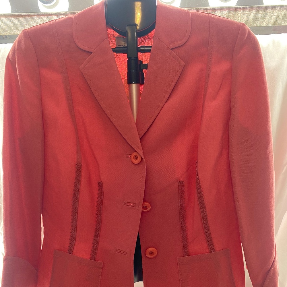 Emma James Coral Blazer Women’s Small Lace Lined 3/4 Sleeve Jacket